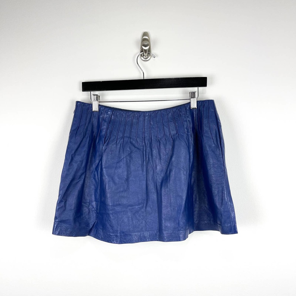 SACHIN + BABI Esmeralda Leather Mini Skirt Blue 6 - Picture 2 of 7